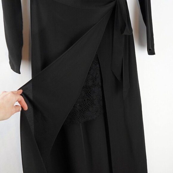 The Kooples Silk Wrap Maxi/Midi Dress with Lace Peekaboo - S - NWT - Picture 4 of 8